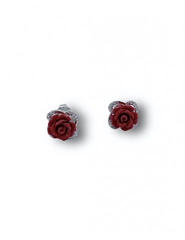 Orecchini rose rosse e zirconi