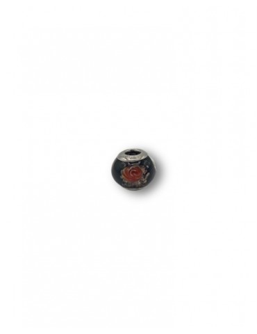 Charm Murano rosa- nero