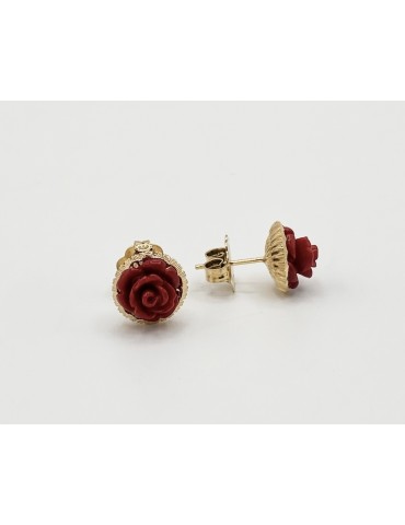 Orecchini rosa rossa- dorati
